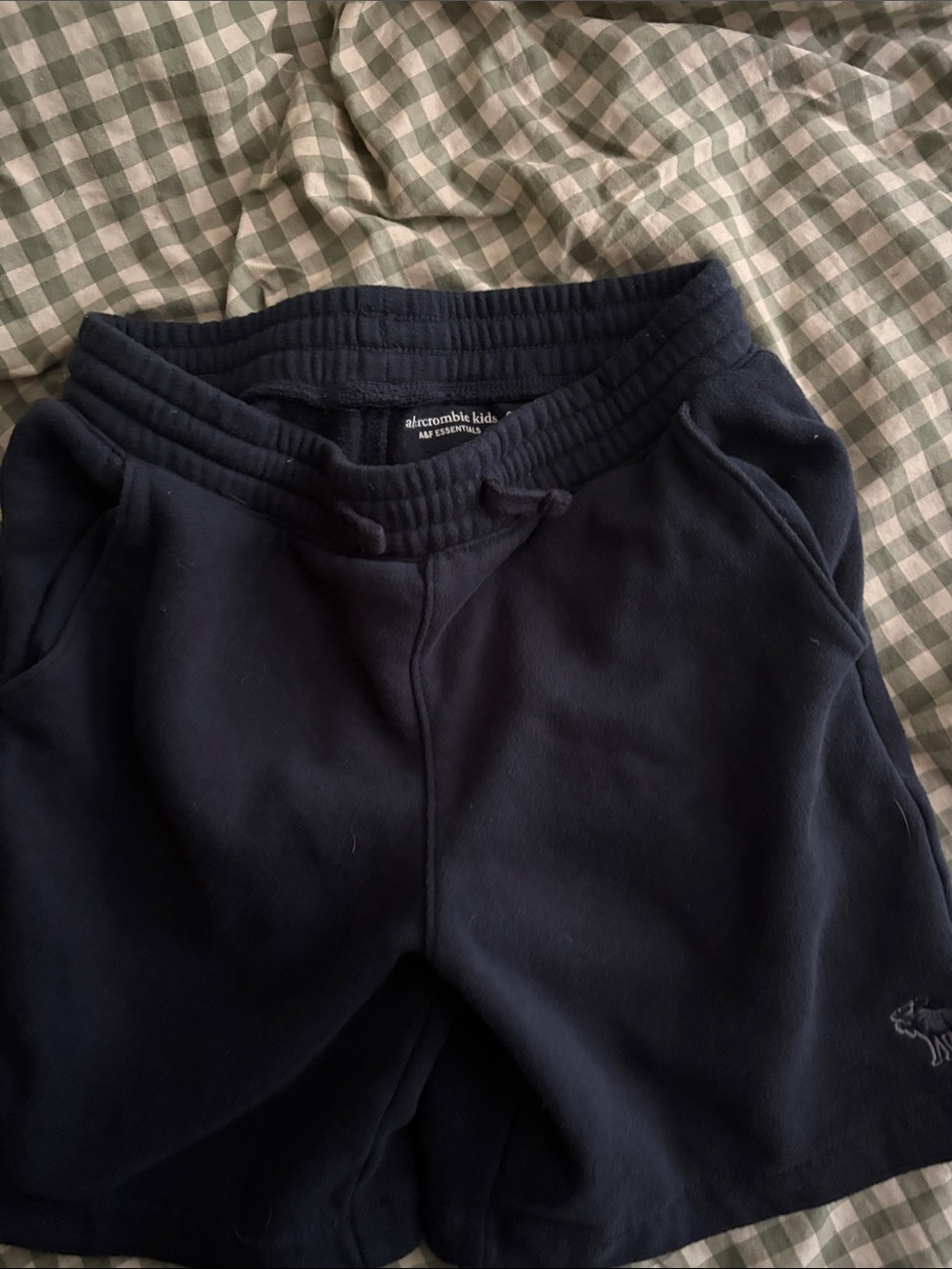 abercrombie kids navy pull-on shorts with drawstring